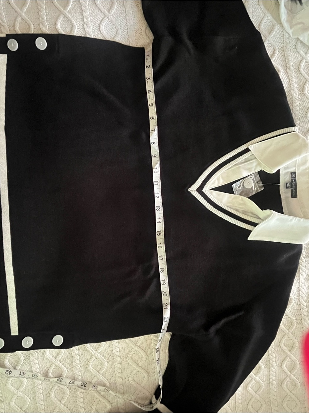Adrianna Papell Black V-Neck Layered Sweater with White Stripes Size 1X - Picture 13 of 14